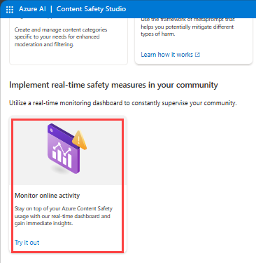 Content Safety monitoring dashboard for incident trends and moderation effectiveness tracking